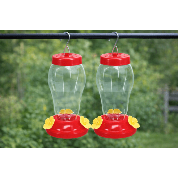 Red Hummingbird Feeder, 2-Count Outdoor Hanging Nectar Feeders