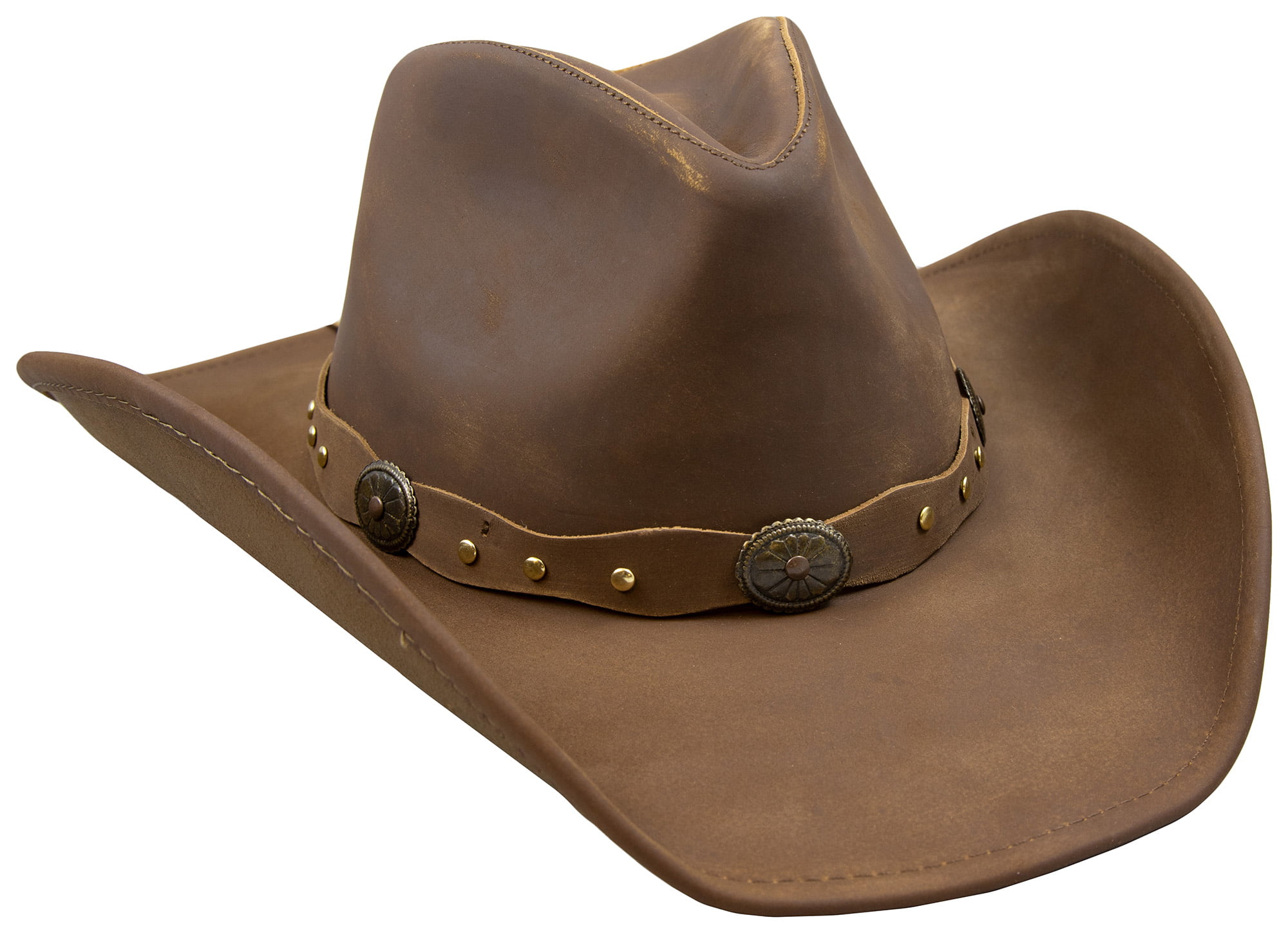 Mocha Large Stetson Roxbury Shapeable Leather Cowboy Western Hat 