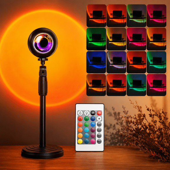 Sunset Lamp Projector, 16 Colors Night Light with Remote Control for Bedroom, Photography, Party, Christmas Light