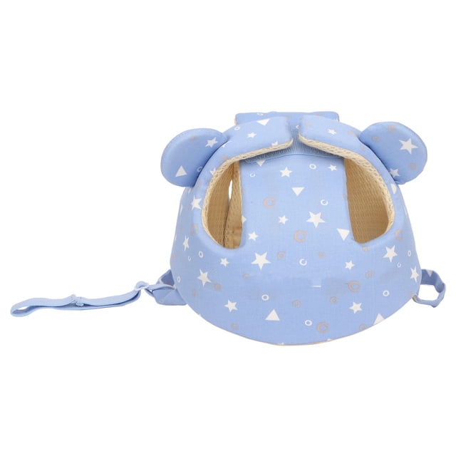 Gorro de algodón para niños pequeños, ajustable, con protección contra choques, casco de seguridad para bebés, para escalar y caminar, color azul