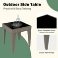 thumbnail image 5 of Kinbor Outdoor Furniture Patio Table Wicker Coffee Table, Square End Table Tempered Glass Top with Storage, Sesame Color, 5 of 9