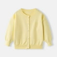 thumbnail image 2 of HomeDM Girl's Boys Crewneck Button-Up Cardigan - Unisex Kids Baby Cotton Knit Sweater Casual Cute Outerwear Solid Color Long Sleeve Cardigans Sweater, Yellow Size 3-4 Years, 2 of 9