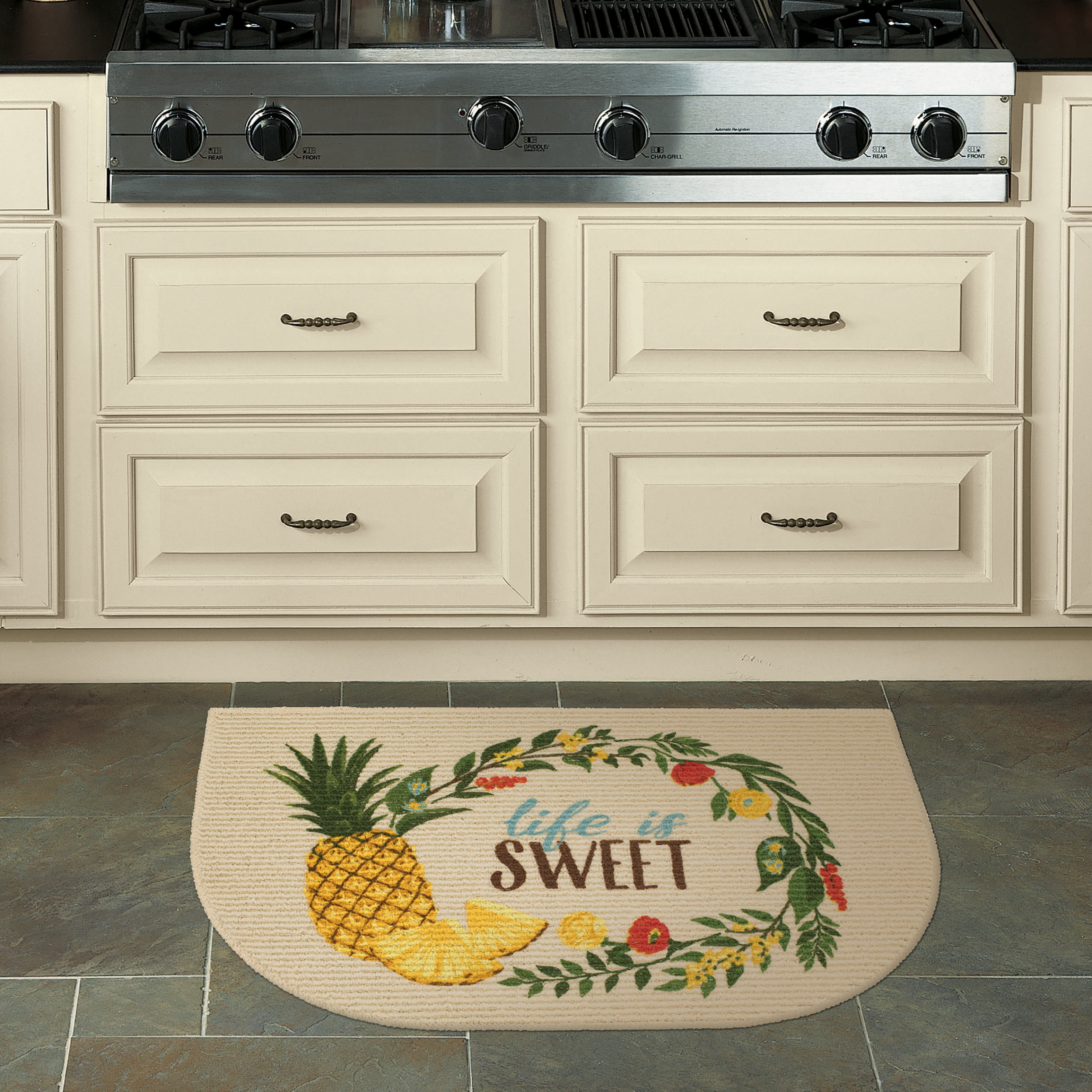 ALAZA Summer Pineapple Fruit Chevron Striped Collection Area Mat Rug Rugs for Living Room Bedroom Kitchen 2' x 6' 