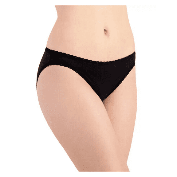 Jenni Lace-Trim Bikini Underwear, Black, Large