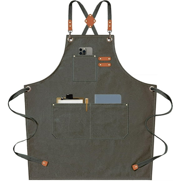 Delantales Chef Apron AFUN de lona para hombre y mujer, color gris y verde