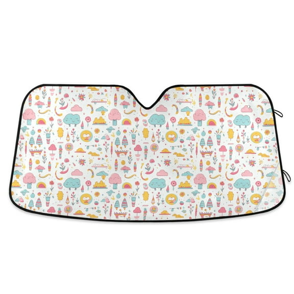 Ice Cream Tree Cloud Car Windshield Sun Shade Foldable Car Front Window Visor Heat and UV Protection 53x23.5
