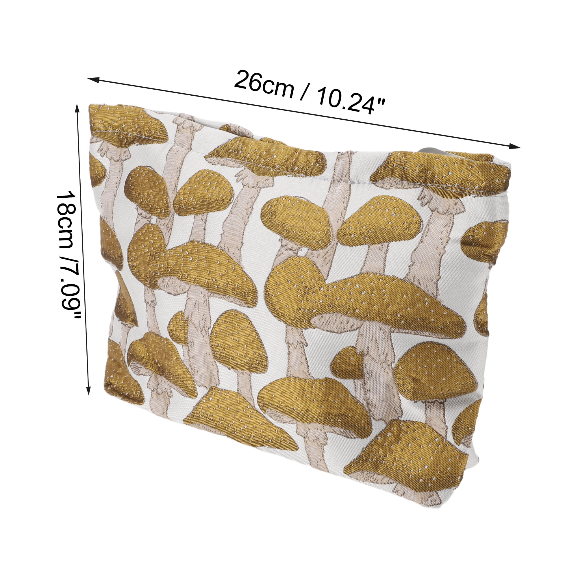 Unique Bargains 1Pc Women Jacquard Mushroom Storage Makeup Bag for Toiletry Yellow-Large