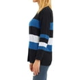 thumbnail image 6 of HUBERY Women Colorblock Stripe Crew Neck Long Sleeve Sweater, 6 of 8