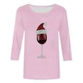 thumbnail image 5 of Cadancy Womens Christmas Shirts Plus Size Winter 3/4 Sleeve Vintage Holiday Blouses Party Xmas Wine Glass Funny Tshirts Crewneck Sequin Dressy Casual Tops, 5 of 5