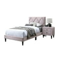 thumbnail image 6 of Adjustable Headboard Twin Size Bed, Pink Velvet, Contemporary Bedroom Bed In For Comfort, 6 of 6
