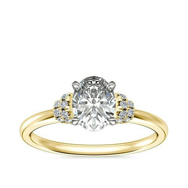 0.65 T.C.W Oval Shape Natural Diamond Latest Design Solitaire Wedding Ring for Ladies Solid 14K Yellow Gold Size 8