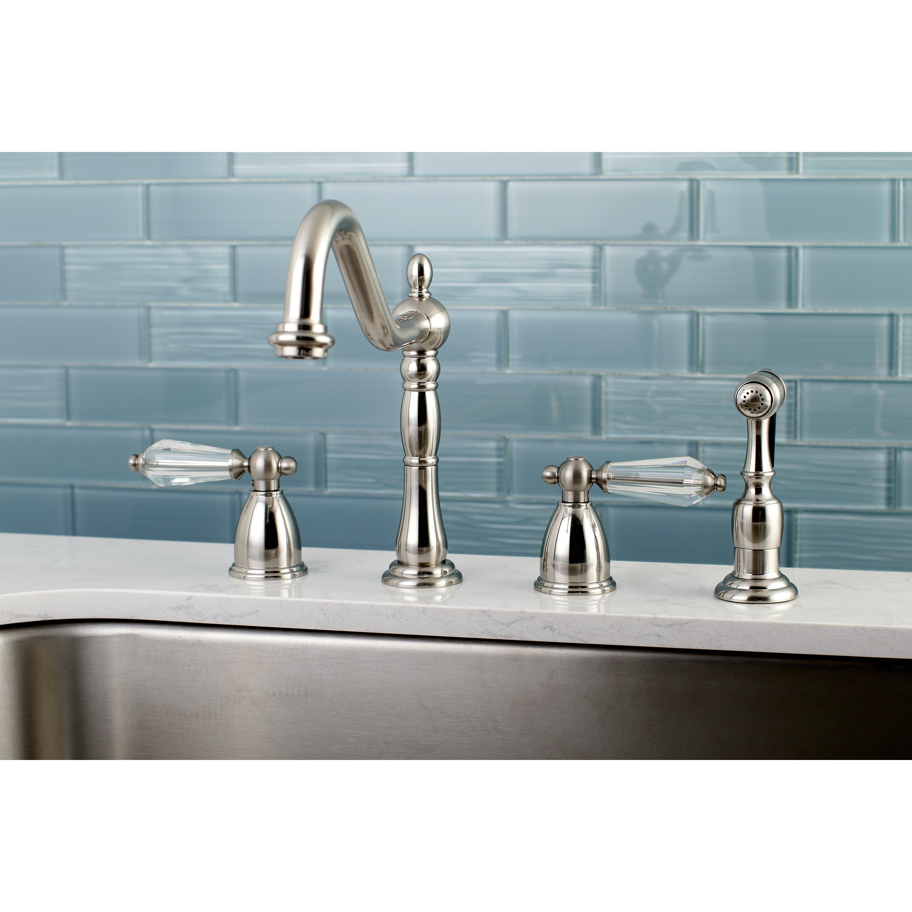 Kingston Br Heritage Crystal Kitchen Faucet With Side Spayer Kingston Br Heritage Crystal Kitchen