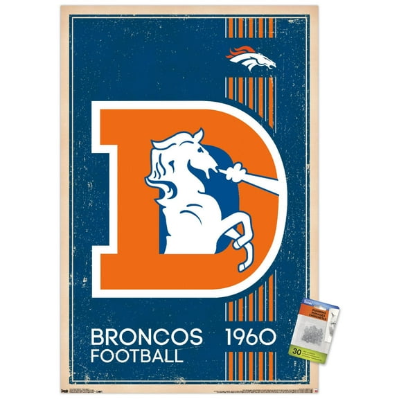 NFL Denver Broncos - Retro Logo 14 Wall Poster with Push Pins, 22.375" x 34"