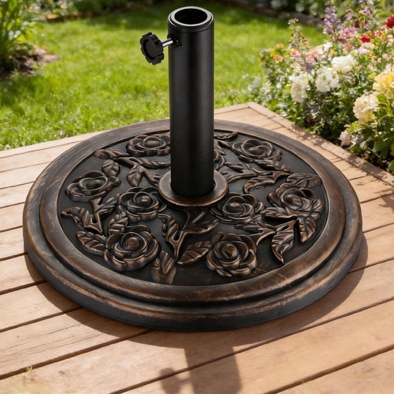 Autlaycil 21.5 LBS Heavy Duty Cast Stone Umbrella Base, Adjustable Pole Adapters Fits 1.34"–1.9" Pole
