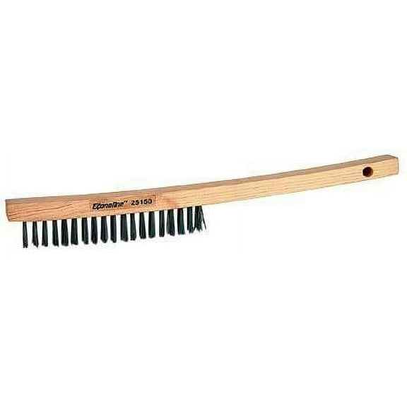 Curved Handle Scratch Brush, 13-1/2 in, 3 x 19, Steel Bristle, Curved Wood Handle