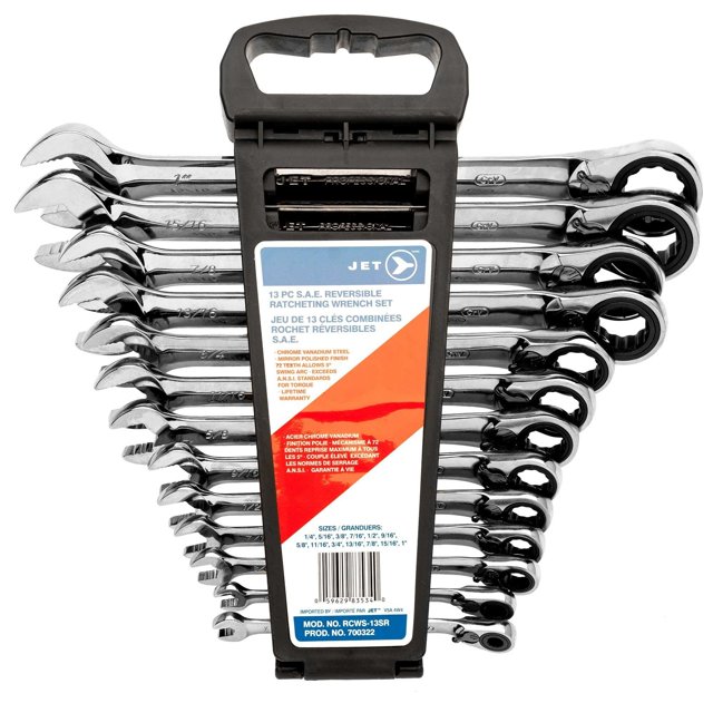 JET 13-Piece Long S.A.E. Reversible Ratcheting Combination Wrench Set, 700322