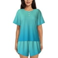 thumbnail image 1 of Fotbe Teal Turquoise Conjunto de Pijama Estampado para Mujer, 2 Piezas, Ropa de Dormir con Camiseta de Manga Corta y Shorts Suaves-Medium, 1 of 6