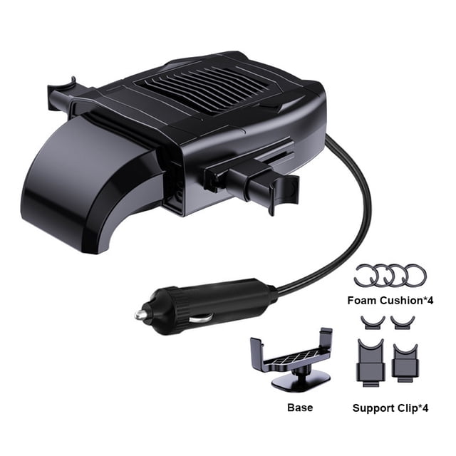 12V Car Heater and Cooling Fan 2-in-1: 360° Rotating Portable Vehicle Heater with Fast Heating, Defrost/Defog Function, Overheat Protection - ABS Material, Black, Suitable for Cars, SUVs, Trucks,