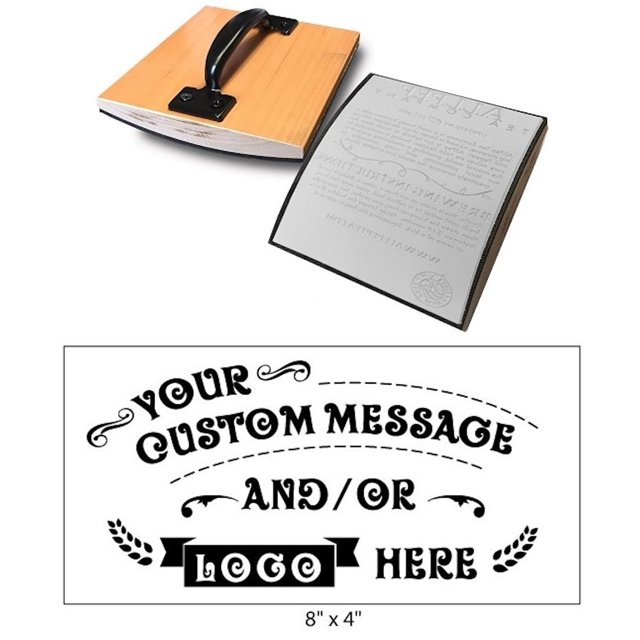UImprint 8'' x 4'' Extra Large Custom Rocker Mount Wood Hand Rubber Stamp with Metal Handle