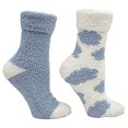 thumbnail image 2 of Women's Non-Skid Warm Soft and Fuzzy Lavender Infused 2-Pair Pack Slipper Socks with Lavender Sachet Gift, Clouds, Poseidon/Lunar Rock, 2 of 9
