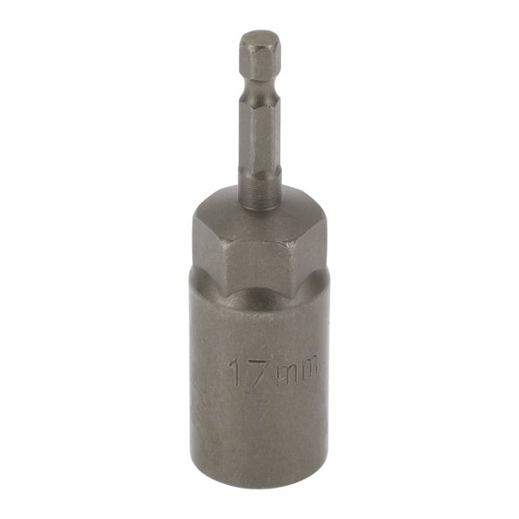 Unique Bargains 1 Pcs Socket de Impacto Herramienta Duradera 80mm Tono Plateado Acero de Cromo Vanadio 1/4" Hex Shank 6 Puntos 17mm para Reparación de Automóvil Motocicleta Dirtbike