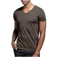 thumbnail image 6 of hlysgo V Neck T Shirts for Men Slim Fit Short Sleeve Solid Color Basic Tee Casual Summer Beach Vacation Tees Athletic Workout Tops Coffee XXL, 6 of 8
