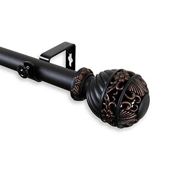 Lanette 1" Curtain Rod-Color:Black,Size:28-48"