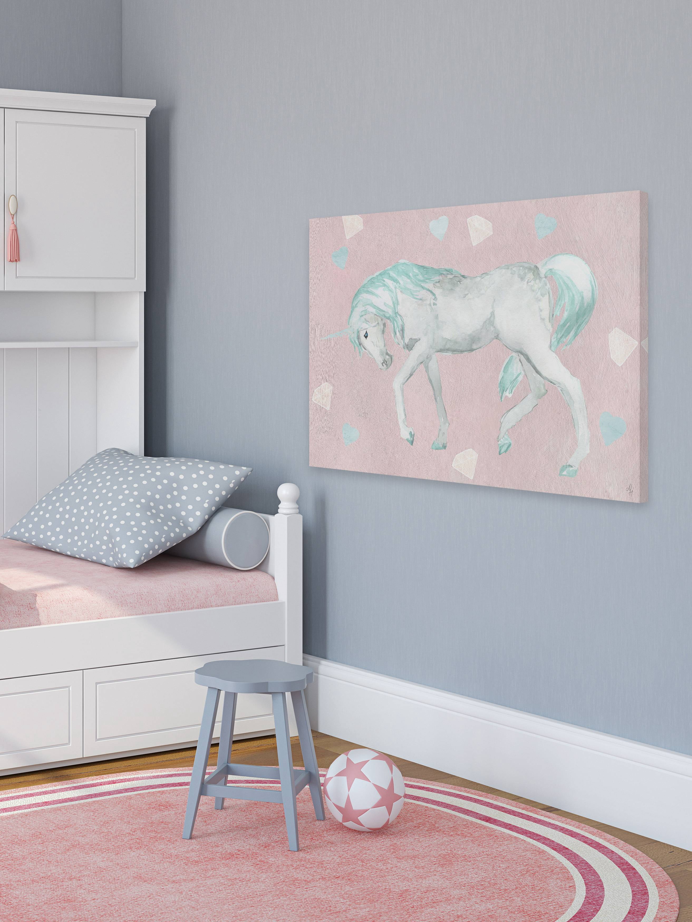 Marmont Hill Green Pastel Unicorn Canvas Wall Art