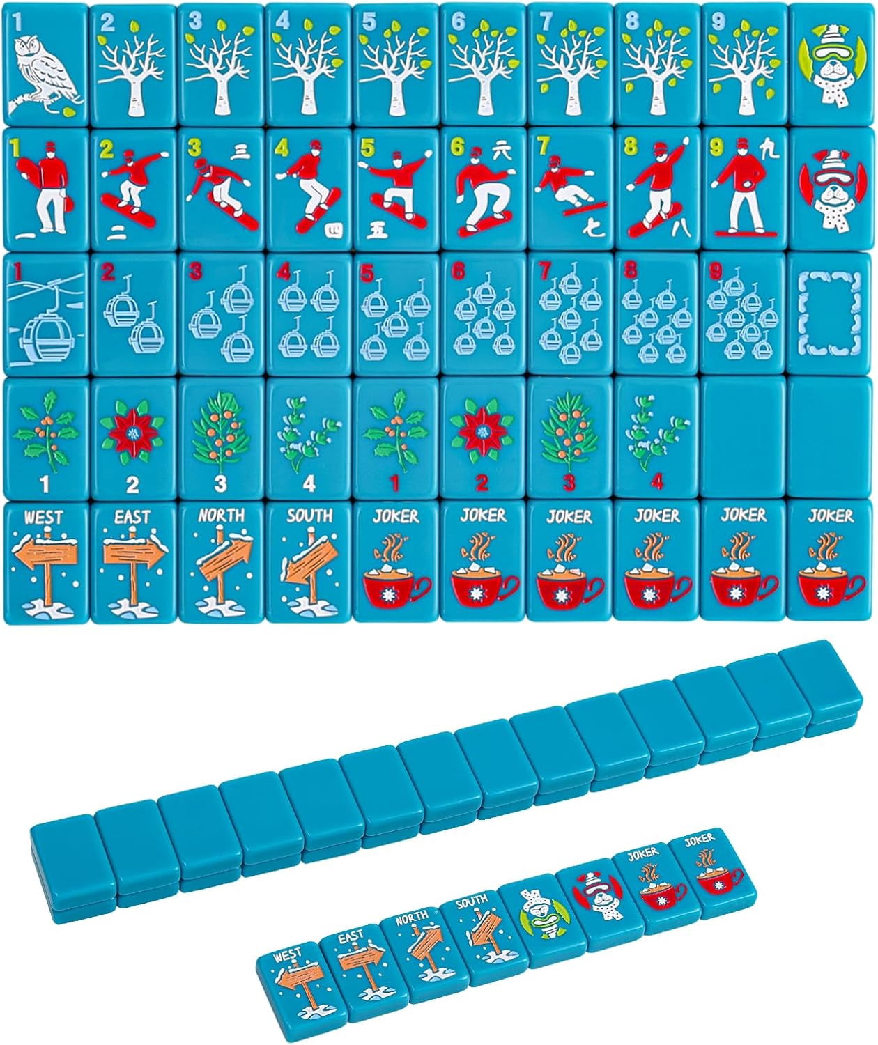 160 Acrylic American Engraved Mahjong Game Set, with White Carrying Bag and Accessories Mahjong Tiles