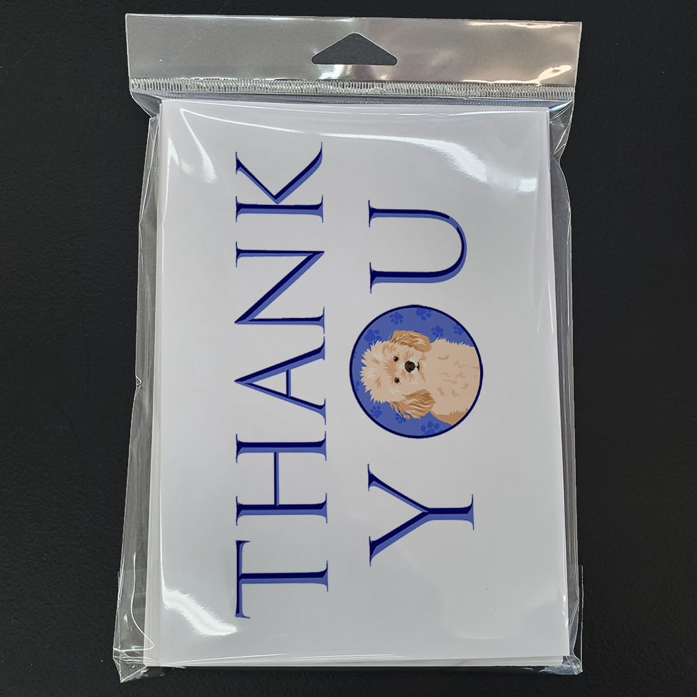 Poodle Toy Apricot #2 Thank You Greeting Cards and Envelopes Pack of 8 7 in x 5 in