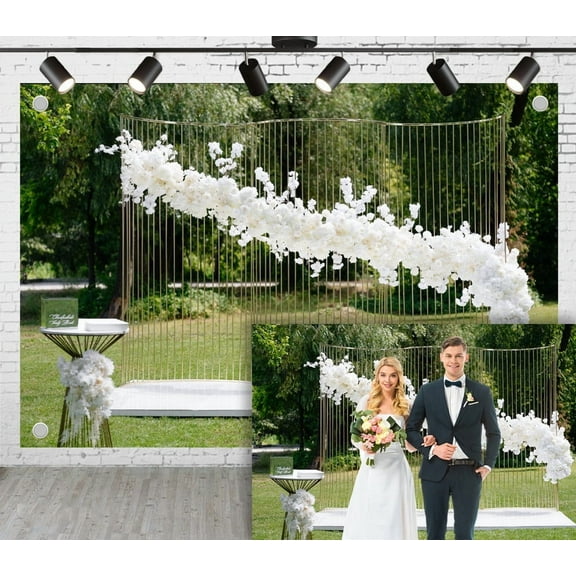 7x5ft Wedding Photoshoot Backdrop Trees Grass Metal Flower Stands Background For Engagement Proposal Birthday Party Decoration Outdoor Theme Video Studio Props
