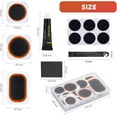 thumbnail image 2 of Bike Inner Tire Patch Repair Kit 17Pcs - with 11 PCS Vulcanizing Patches, 6 PCS Pre Glued Patchs, Portable Storage Box, Metal Rasp and Lever - Also for Motorcycle, BMX and Inflatable Rubber., 2 of 5