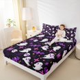 thumbnail image 4 of Manfei Spooky Skull Ghost Twin Sheet Set,Halloween,Purple Bats,3-Piece Ultra Soft, 4 of 7