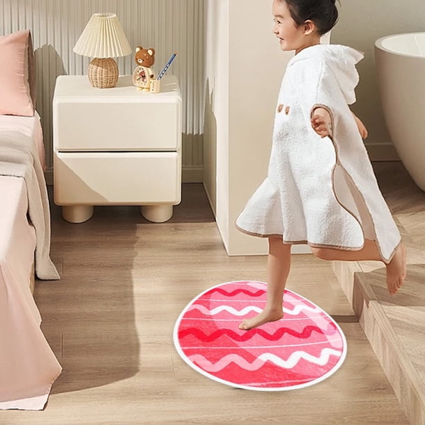 Fiudx Tapete de Pascua, Alfombra de Lana Sintética con Estampado de Dibujos Animados, Antideslizante, Diseño Suave y Cómodo, Decoración Navideña, Versátil para Interiores y Exteriores, Disponible En