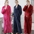 thumbnail image 3 of Camisón de franela de otoño e invierno para mujer, camisón de cuadros de piña alargado y grueso, bata de baño para pareja, pijamas para hombre, ropa de casa, 3 of 6