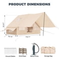 thumbnail image 2 of Dateyes 10x7 FT Inflatable Camping Tent for 4-6 Person, All-Season Blow Up Tent with Stove Jack and Extented Canopy, Easy Setup Portable Air Tent for Family Glamping, Beige, 2 of 8