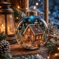 thumbnail image 2 of Clear Christmas Tree Balls 3.15 Inch, Lighted House Scene Ornament, Glowing Acrylic Tree Bulb for Home, Christmas Gift, 2 of 6