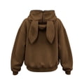 thumbnail image 5 of Tqcoqu Women's Cute Bunny Ear Zip Up Hoodie,Cropped Long Sleeve Loose Casual Sweatshirt Jacket with Kangaroo Pocket,2026 Trendy Outerwear Tops,Brown Women's S-XXL, 5 of 6