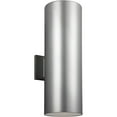 thumbnail image 2 of Sea Gull Cylinders 2-Light 18" Outdoor Wall Light in Painted Brushed Nickel, 2 of 2