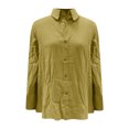 thumbnail image 4 of CIENVNSTG Cotton Linen Button Down Shirt for Women Henley Long Sleeve Blouses Lightweight Spring Summer Loose Solid Casual Work Tops Yellow XL, 4 of 5