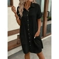 thumbnail image 2 of Zukuco Women's Dress Summer Casual Collar Button Down Short Sleeve Tunic Shirt Dress with Pockets, S, 2 of 6