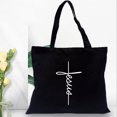 thumbnail image 4 of Bolso de compras de moda para mujer, bolso de lona con estampado de Jesús es mi Dios, bolso de hombro plegable, ecológico, reutilizable, bolso de compras cristiano para mujer, 4 of 5