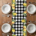 thumbnail image 4 of Lemon Table Runner 72 Inches Long,Black Plaid Check Yellow Fruit Flower Floral Cotton Linen Table Runners Dresser Scarves,Decorative Tabletop Scarf Furniture Cover for Home Dinner Party 13"x72", 4 of 8