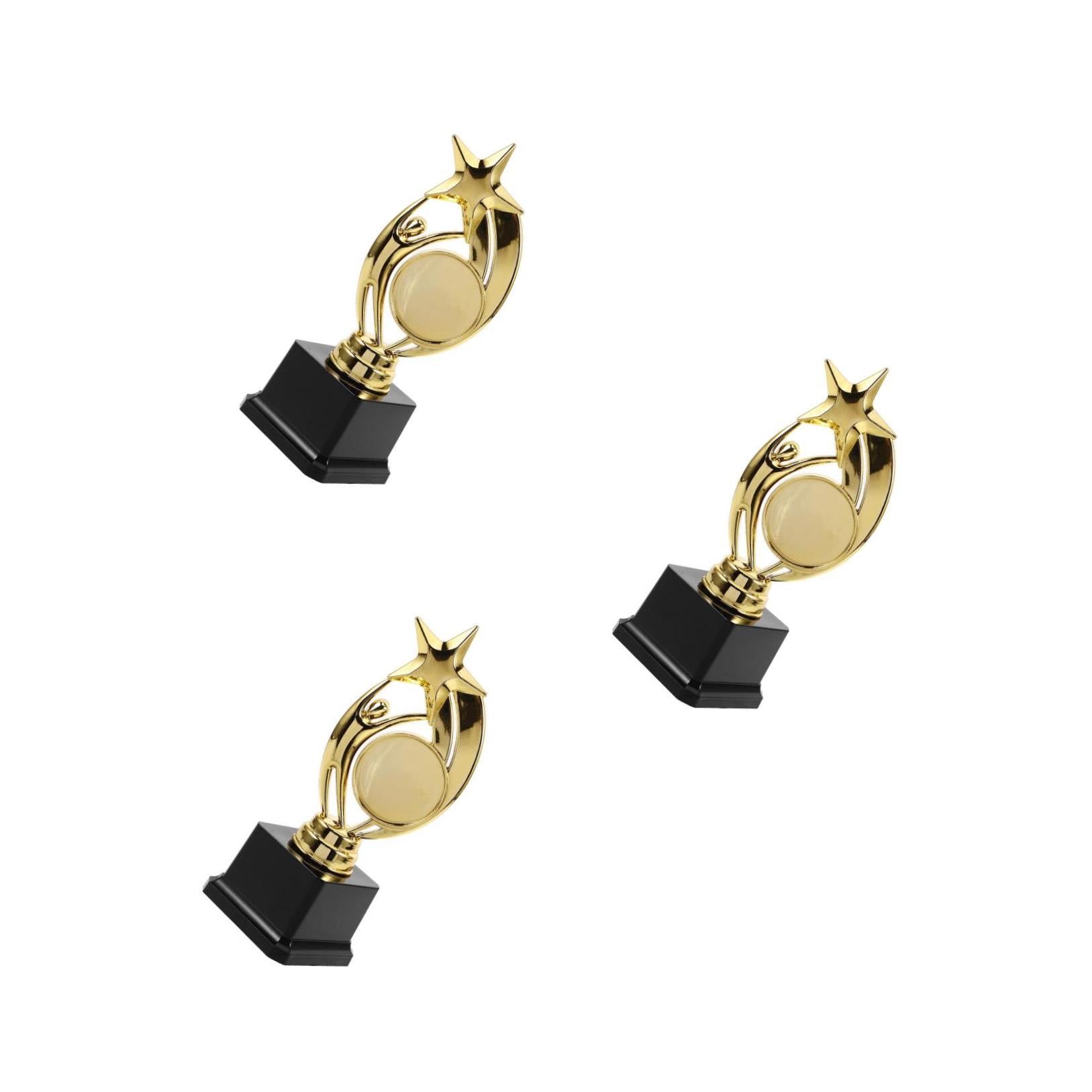 WORGEOUS 3pcs Plastic Award Trophy Golden Plastic Trophy Cup Sports Winner Trophy Model for Kids Adults Tournaments Competition Reward