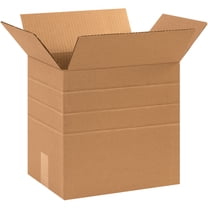 The Packaging Wholesalers Multi-Depth Corrugated Boxes 13 1/4" x 10 1/4" x 12" Kraft 25/Bundle
