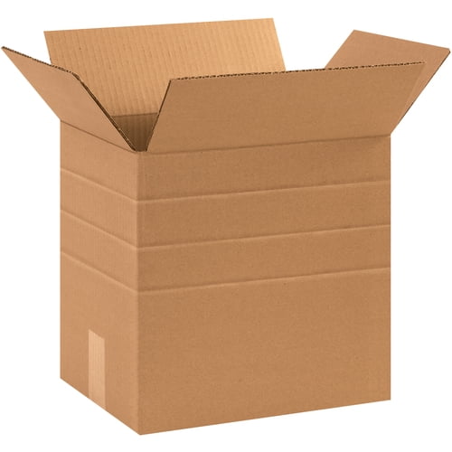 The Packaging Wholesalers Multi-Depth Corrugated Boxes 13 1/4" x 10 1/4" x 12" Kraft 25/Bundle