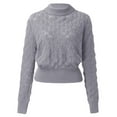 thumbnail image 4 of Vedolay Womens Sweaters Women's 2023 Fashion V Neck Collared Sweaters Casual Loose Lantern Long Sleeve Tops,Gray S, 4 of 5