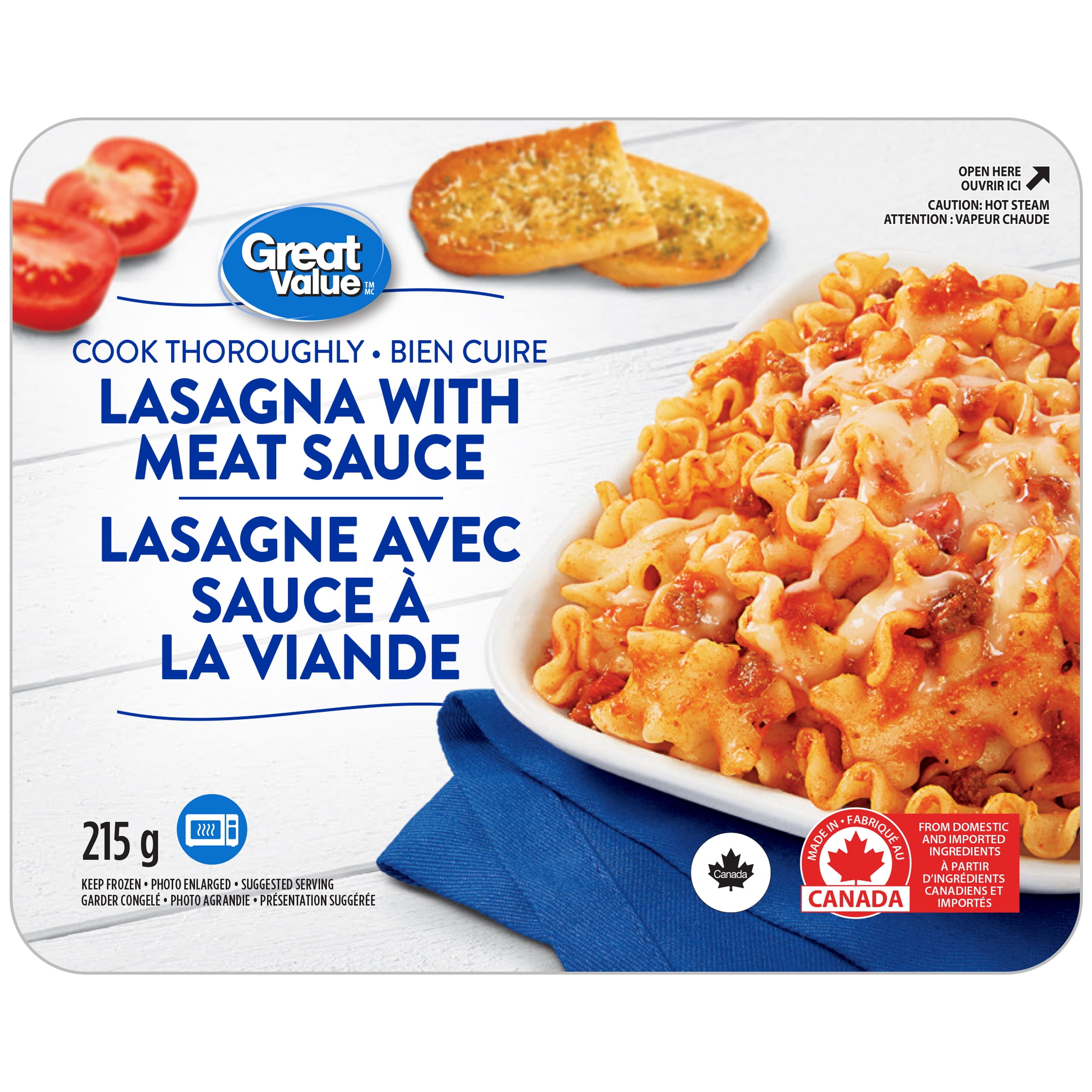 Lasagne avec sauce à la viande Great Value 215 g