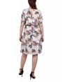 thumbnail image 2 of NY Collection Womens Petites Crepe Printed Fit & Flare Dress, 2 of 2
