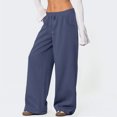 thumbnail image 5 of Dwellite Wide Leg Pants for Women SweatPants Winter Pants Baggy Drawstring Sweatpant with Pockets Navy M, 5 of 6